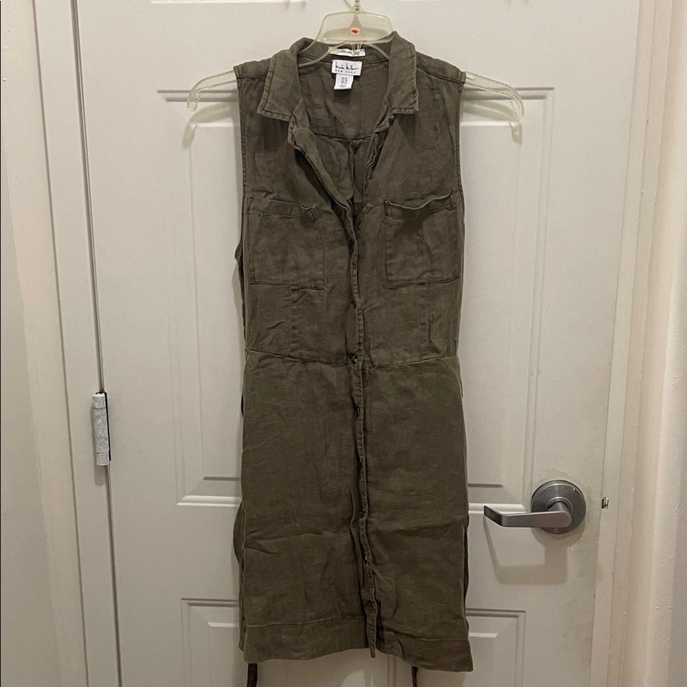 Nicole Miller Olive Linen Dress Size 10